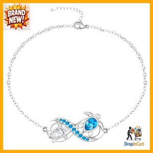 Sterling Silver Sea Turtle Anklet Infinity Bracelet Minimal Boho Beach Jewelry